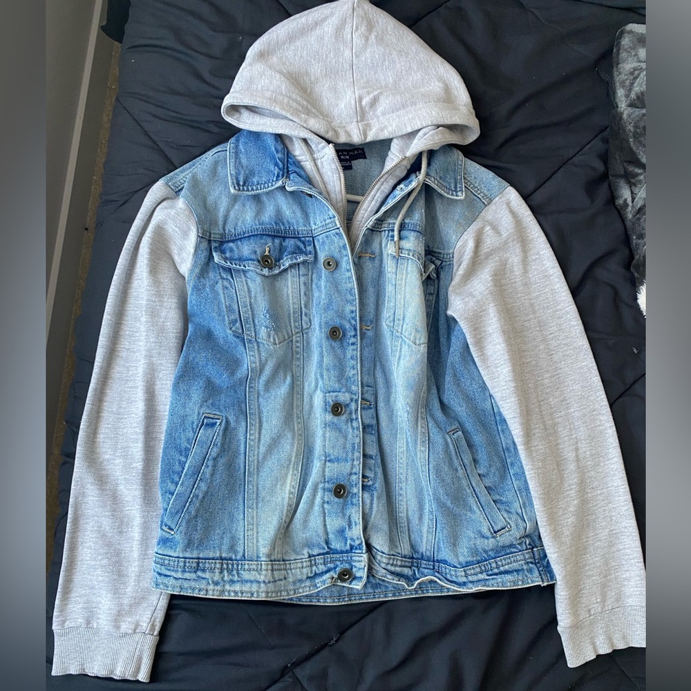 Denim zipper hoodie